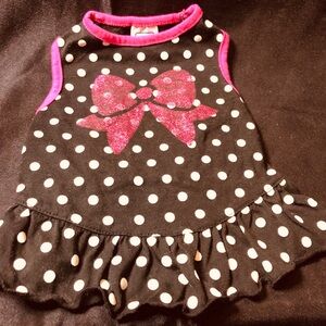 Chic Pup Polka Dot Dress with Pink Bow